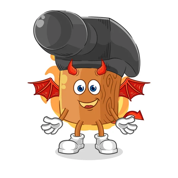 Hammer Demon Wings Character Cartoon Mascot Vecto — Vector de stock