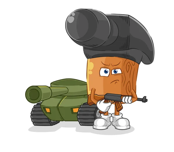 Hammer Soldier Tank Character Cartoon Mascot Vecto — Stok Vektör