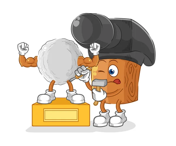 Hammer Sculptor Character Cartoon Mascot Vecto — Stockvector