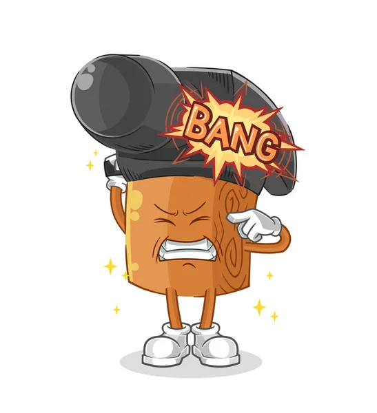 Hammer Warning Shot Mascot Cartoon Vecto — Stock Vector