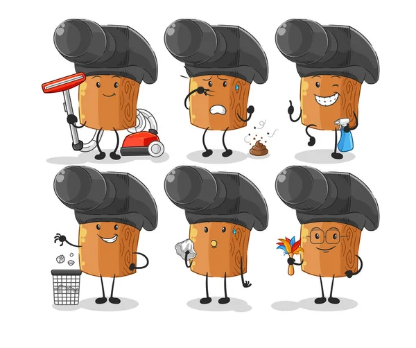 the hammer cleaning group character. cartoon mascot vecto