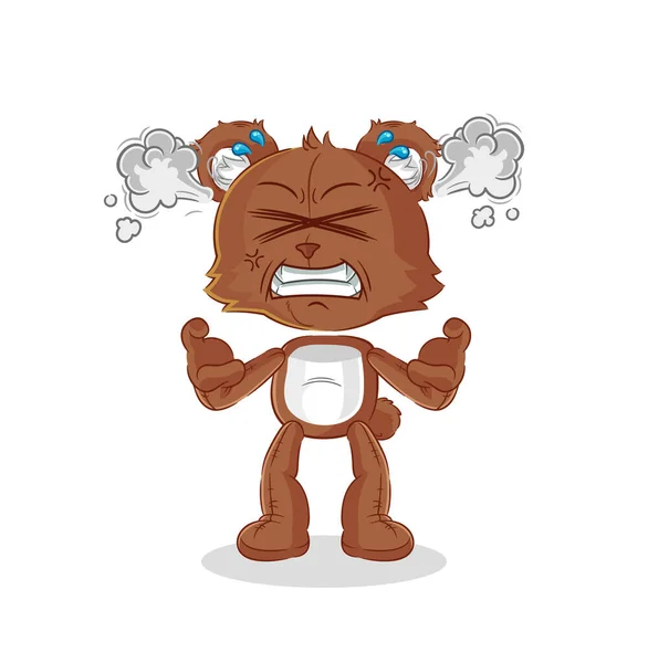 Bear Very Angry Mascot Cartoon Vecto — ストックベクタ