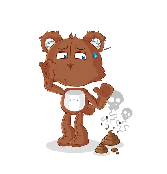 Bear Stinky Waste Illustration Character Vecto — Stockvector