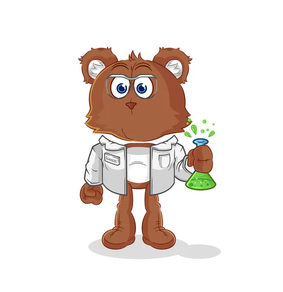 Bear Scientist Character Cartoon Mascot Vecto — Stok Vektör