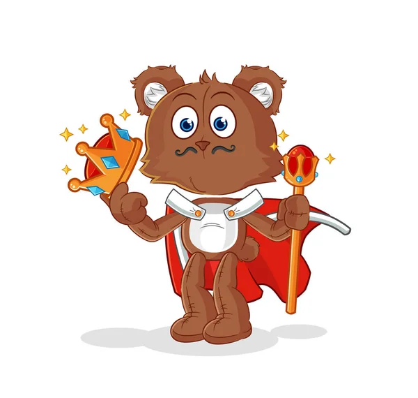 Bear King Vector Cartoon Characte — Vettoriale Stock