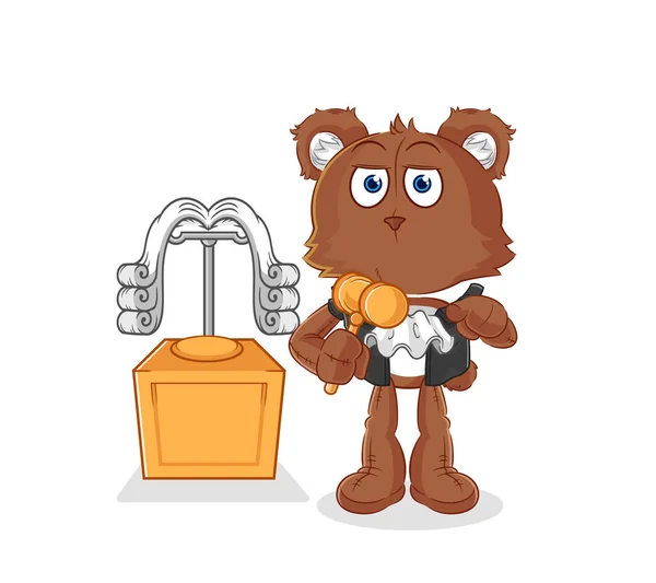 Bear Judge Holds Gavel Character Vecto — Vector de stock