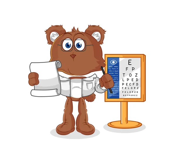 Bear Oculist Cartoon Cartoon Mascot Vecto — Stockvector