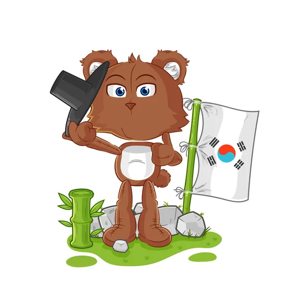 Bear Korean Character Cartoon Mascot Vecto — Stock vektor