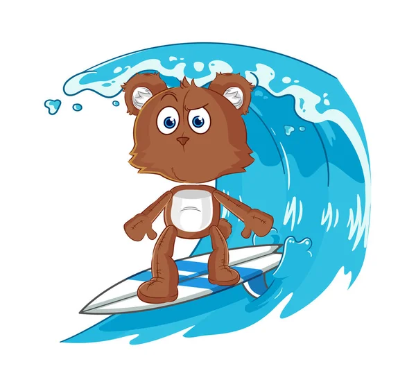 the bear surfing character. cartoon mascot vecto