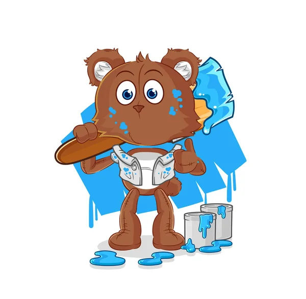 Bear Painter Illustration Character Vecto — Wektor stockowy
