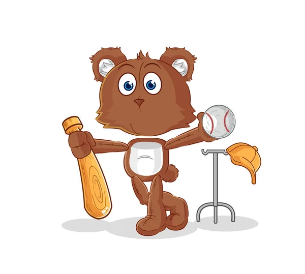 Bear Playing Baseball Mascot Cartoon Vecto — Stock vektor
