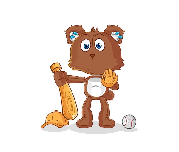 Bear Baseball Catcher Cartoon Cartoon Mascot Vecto — Stockvektor