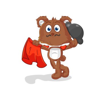 the bear matador with red cloth illustration. character vecto