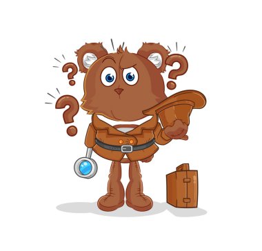 the bear detective vector. cartoon characte