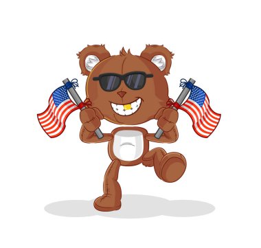 the bear american youth cartoon mascot vecto