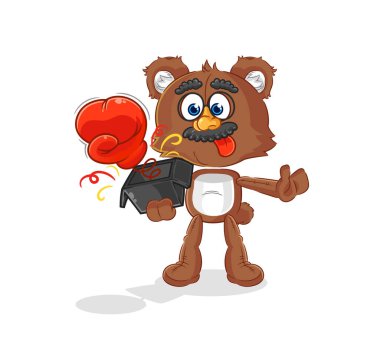 the bear prank glove in the box. cartoon masco