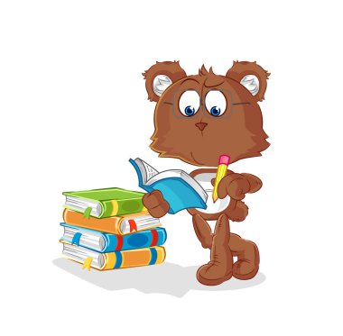 the bear studying mascot. cartoon vecto