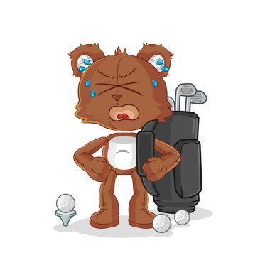 the bear with golf equipment. cartoon mascot vecto