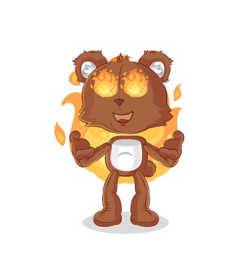 the bear on fire mascot. cartoon vecto