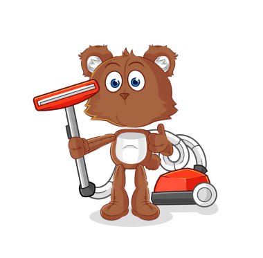 the bear clean with a vacuum . character vecto