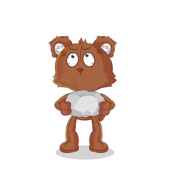 the bear lifting rock cartoon character vecto