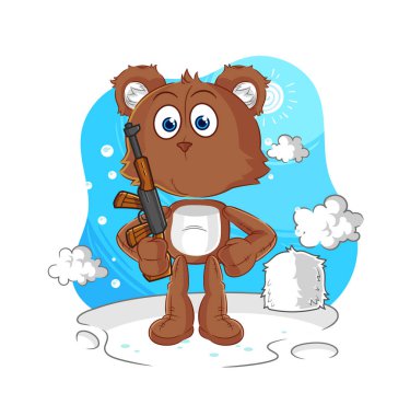 the bear soldier in winter. character mascot vecto