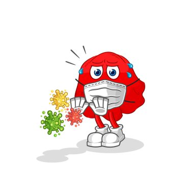 the red cloth refuse viruses cartoon. cartoon mascot vecto