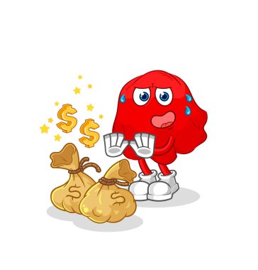the red cloth refuse money illustration. character vecto