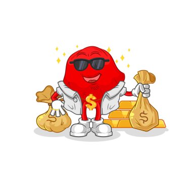 the red cloth rich character. cartoon mascot vecto