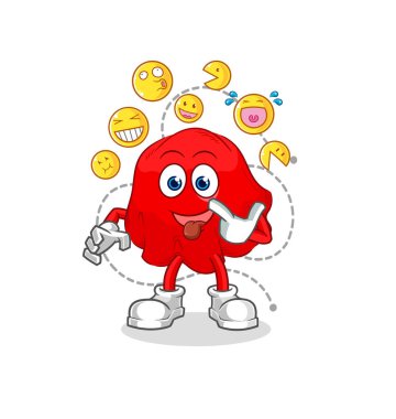 the red cloth laugh and mock character. cartoon mascot vecto