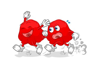 the red cloth play chase cartoon. cartoon mascot vecto