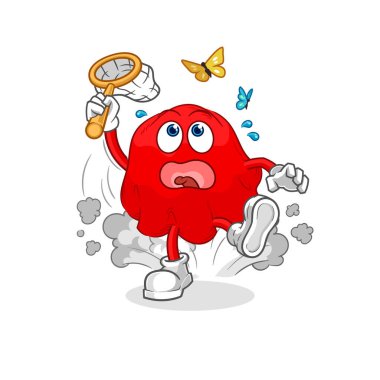 the red cloth catch butterfly illustration. character vecto