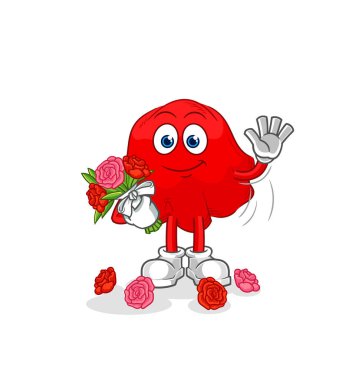 the red cloth with bouquet mascot. cartoon vecto