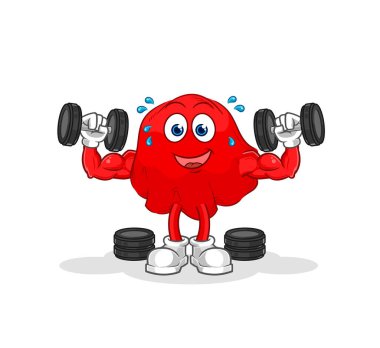 the red cloth weight training illustration. character vecto