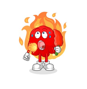 the red cloth eat hot chilie mascot. cartoon vecto