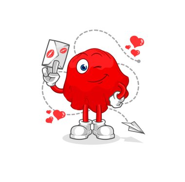 the red cloth hold love letter illustration. character vecto