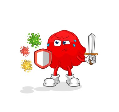 the red cloth against viruses cartoon. cartoon mascot vecto