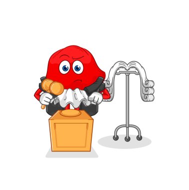 the red cloth judge holds gavel. character vecto
