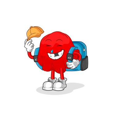 the red cloth goes to school vector. cartoon characte