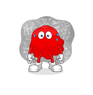 the red cloth thinking hard vector. cartoon characte