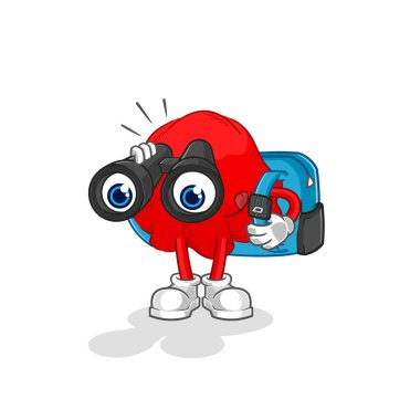 the red cloth with binoculars character. cartoon mascot vecto