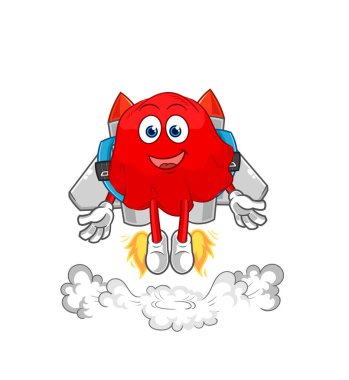 the red cloth with jetpack mascot. cartoon vecto