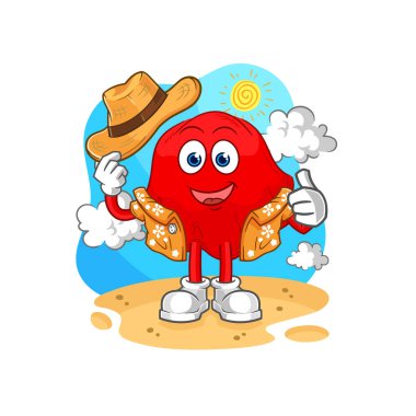 the red cloth go on vacation. cartoon mascot vecto