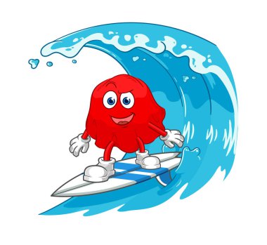 the red cloth surfing character. cartoon mascot vecto