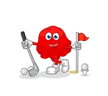 the red cloth playing golf vector. cartoon characte