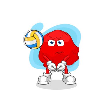 the red cloth play volleyball mascot. cartoon vecto