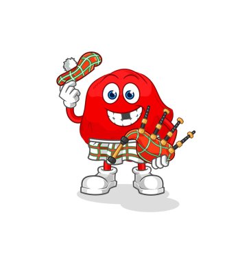 the red cloth scottish with bagpipes vector. cartoon characte