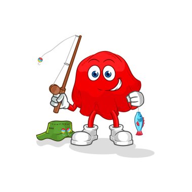 the red cloth fisherman illustration. character vecto