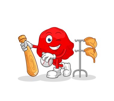 the red cloth playing baseball mascot. cartoon vecto