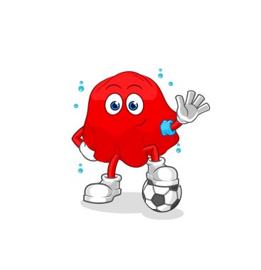 the red cloth playing soccer illustration. character vecto
